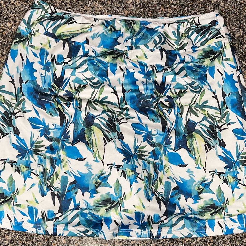 Tropical Blue and Green A-Line Mini Skirt for Casual Resort Wear